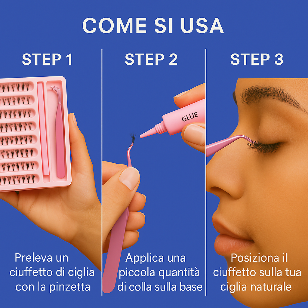 Lushanova™ Kit ciglia finte con extension